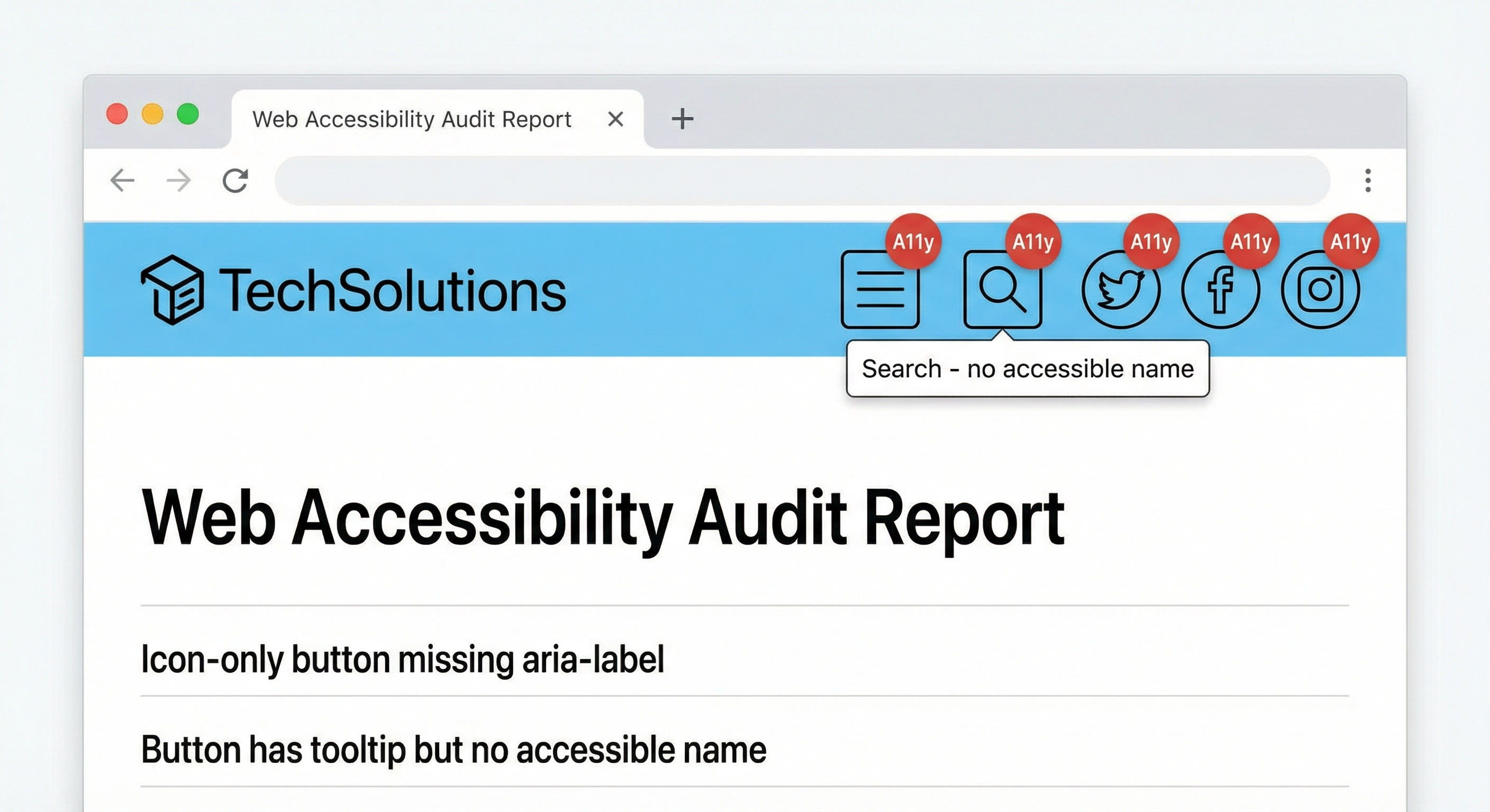 Links and buttons without accessible names screenshot