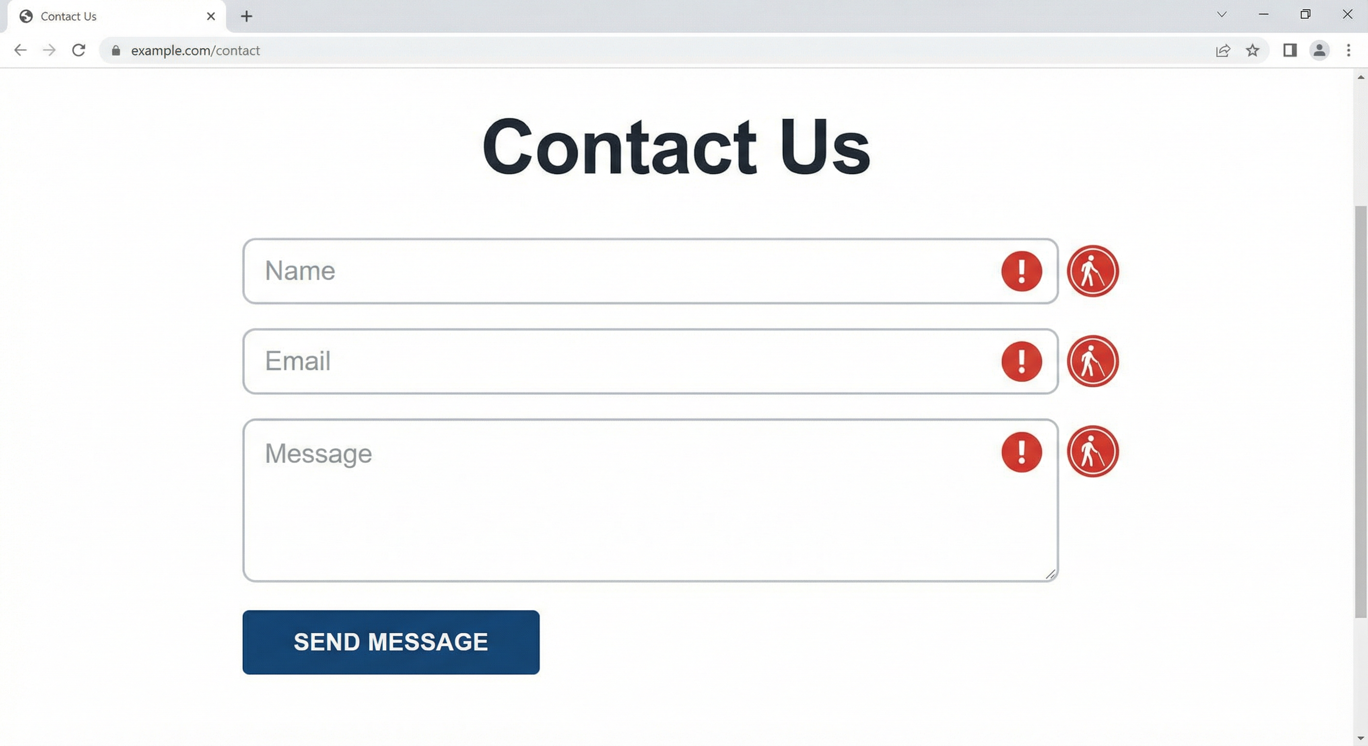 Form fields missing labels screenshot
